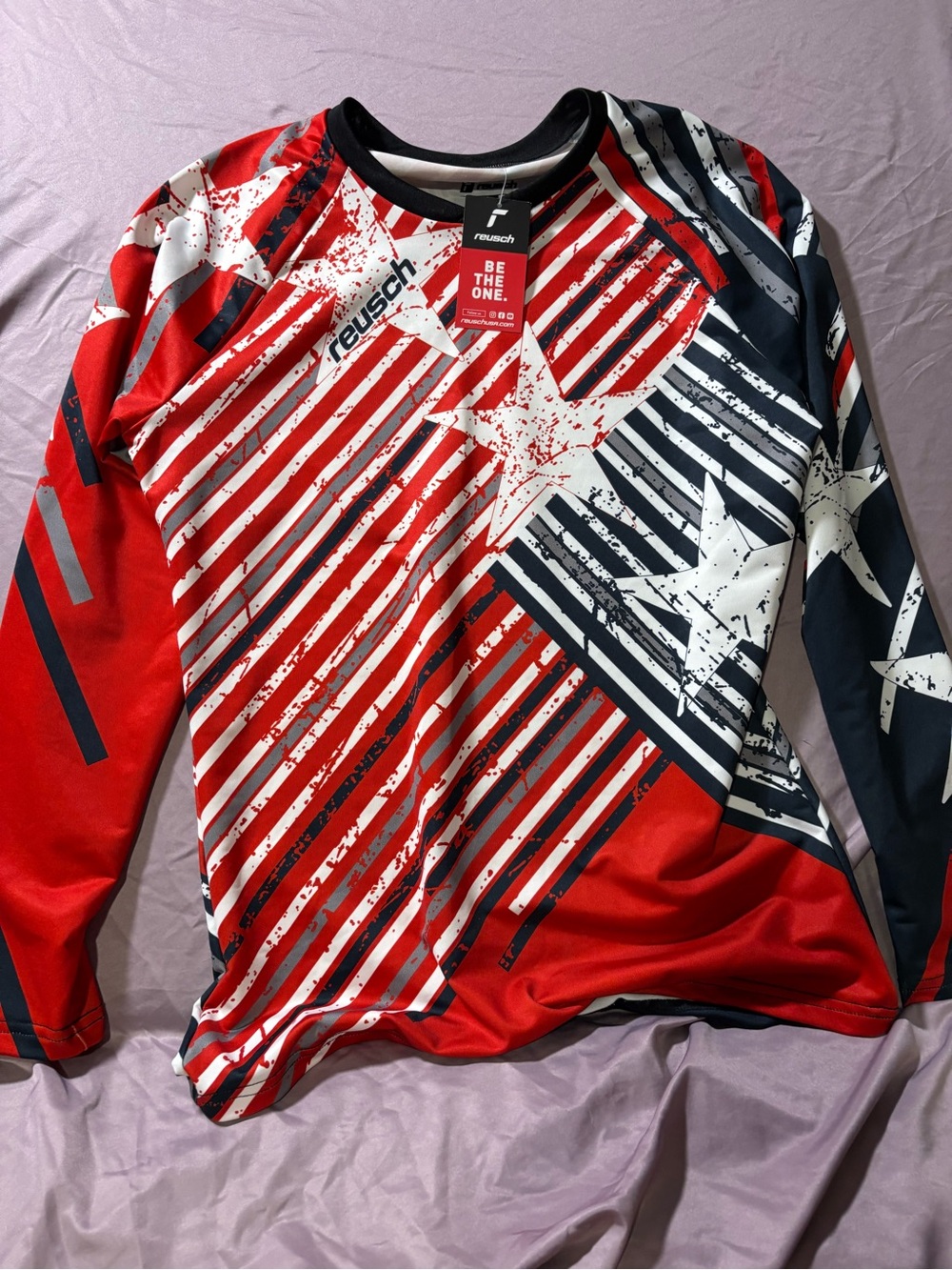Reusch Men’s Long-Sleeve Jersey in Red, White & Navy